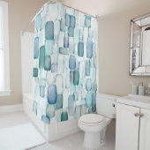 Rideaux De Douche Aquarelle Verre marin (En situation)