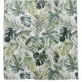 Rideaux De Douche Aquarelle Vert Forêt tropicale Feuille Motif (Devant)