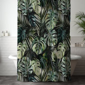 Rideaux De Douche Aquarelle Vert Forêt tropicale Feuille Motif