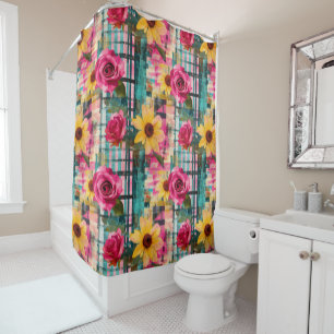 Rideaux De Douche Aquarelle vintage Floral Abstrait Motif (16)