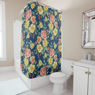 Rideaux De Douche Aquarelle vintage Floral Rose Arrière - plan