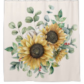 Rideaux De Douche Aquarelle Vintage Tournesol rustique (Devant)