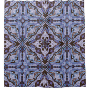 Rideaux De Douche Aquarelle violet Azulejo tuile espagnole