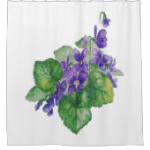 Rideaux De Douche Aquarelle Violet Violet Fleur Floral Art (Devant)