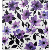 Rideaux De Douche Aquarelle violette blanche (Devant)