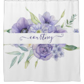 Rideaux De Douche Aquarelle violette florale personnalisée (Devant)