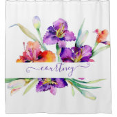 Rideaux De Douche Aquarelle violette Iris personnalisée (Devant)