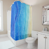 Rideaux De Douche Aquarelle vue mer et plage. (En situation)