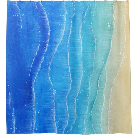 Rideaux De Douche Aquarelle vue mer et plage. (Devant)