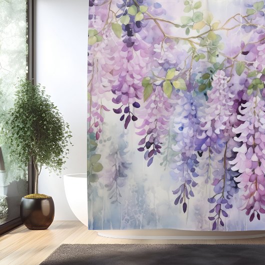 Rideaux De Douche Aquarelle Wisteria Whispers