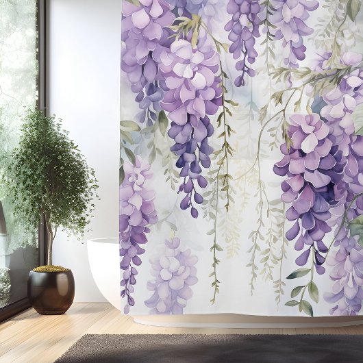 Rideaux De Douche Aquarelle Wisteria Whispers