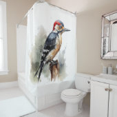 Rideaux De Douche Aquarelle Woodland Pic, coutume (En situation)