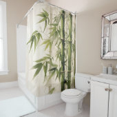 Rideaux De Douche Aquarelle Zen Bamboo Harmonie (En situation)