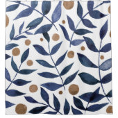 Rideaux De Douche Aquarelles et baies - indigo et beige (Devant)