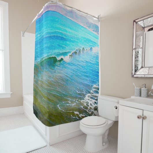 Rideaux De Douche Aquarelles Vagues (En situation)