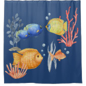 Rideaux De Douche Aquarium Tropical Fish Dark Blue (Devant)