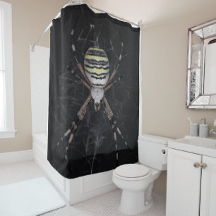 Rideaux De Douche Araignée de jardin bordée d'or   Cadeau aux amateu