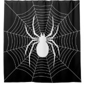 Rideaux De Douche Araignée sur le web noir et blanc motif d'Hallowee (Devant)