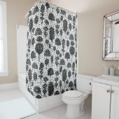 Rideaux De Douche Arboretum 230715 - Noir sur blanc (En situation)