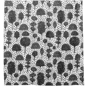 Rideaux De Douche Arboretum 230715 - Noir sur blanc