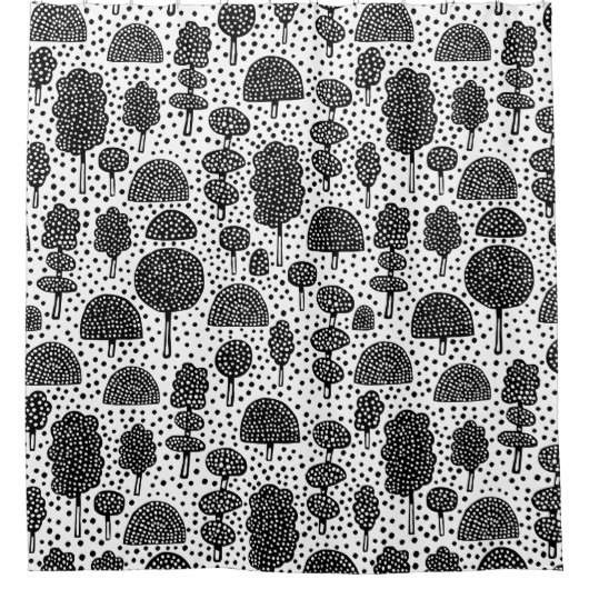 Rideaux De Douche Arboretum 230715 - Noir sur blanc (Devant)