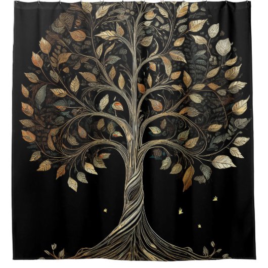Rideaux De Douche Arbre à Fibonacci doré (Devant)