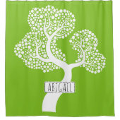 Rideaux De Douche Arbre abstrait blanc et nom, vert citron (Devant)