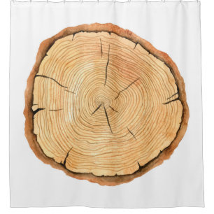 Rideaux De Douche Arbre anneaux. Illustration aquarelle. tabulation