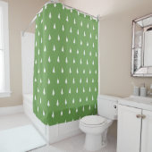 Rideaux De Douche Arbre blanc personnalisé Motif Bois vert Vintage (En situation)