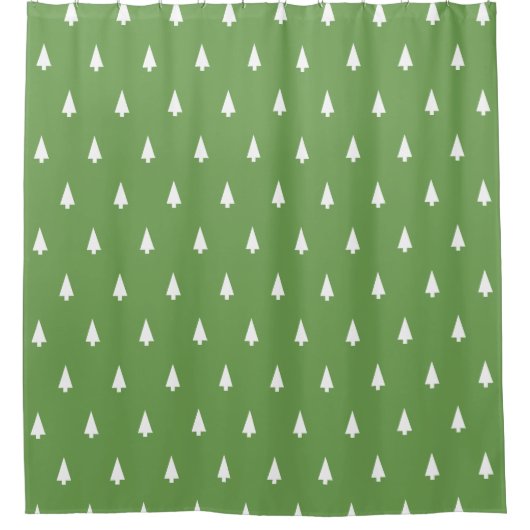 Rideaux De Douche Arbre blanc personnalisé Motif Bois vert Vintage (Devant)