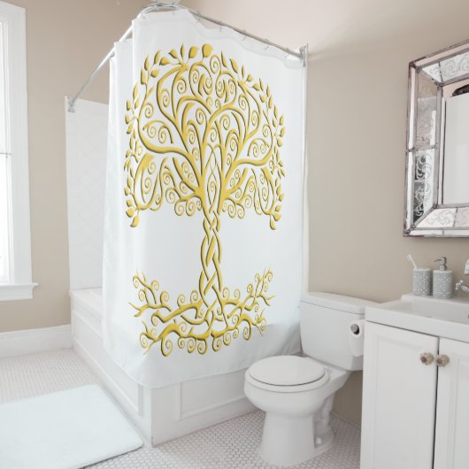 Rideaux De Douche Arbre Celtique Jaune (En situation)
