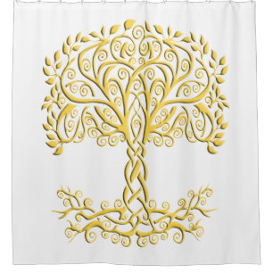 Rideaux De Douche Arbre Celtique Jaune