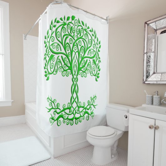 Rideaux De Douche Arbre Celtique Vert De Vie (En situation)