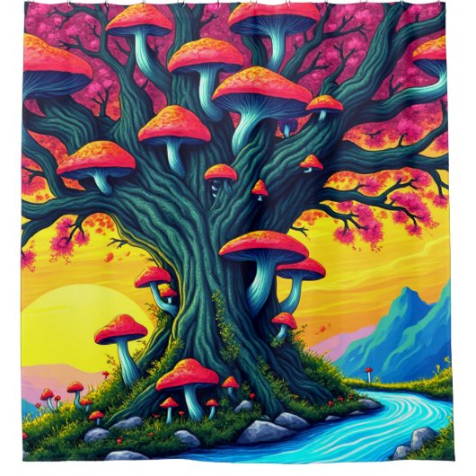 Rideaux De Douche Arbre Champignon (Devant)
