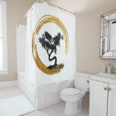Rideaux De Douche Arbre de bonsaïs. Zen Enso Circl. Calligraphie de (En situation)