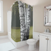 Rideaux De Douche Arbre de bouleau découpé rustique d'initiales de (En situation)