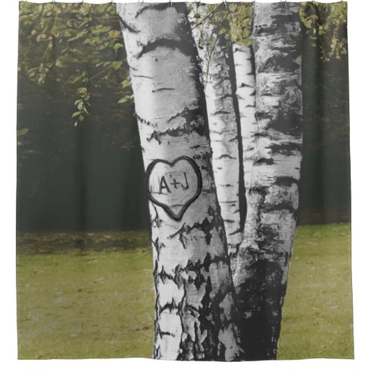 Rideaux De Douche Arbre de bouleau découpé rustique d'initiales de (Devant)