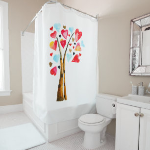 Rideaux De Douche Arbre de coeurs valentines fantaisistes