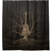 Rideaux De Douche Arbre de musique de guitare - or et bruns (Devant)