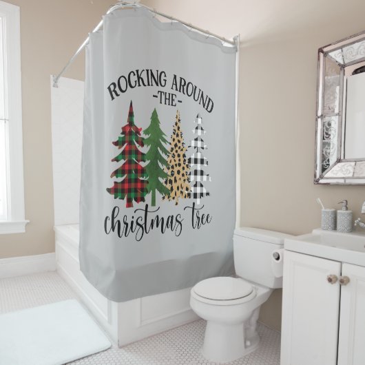 Rideaux De Douche Arbre De Noël (En situation)