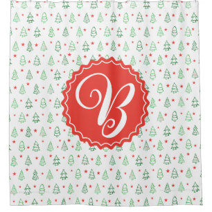 Rideaux De Douche Arbre de Noël rouge et vert