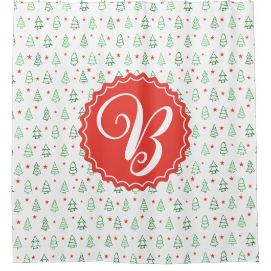 Rideaux De Douche Arbre de Noël rouge et vert (Devant)