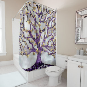 Rideaux De Douche Arbre de vie - Améthyste et papillons