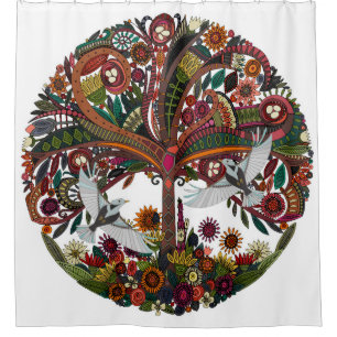 Rideaux De Douche arbre de vie blanc