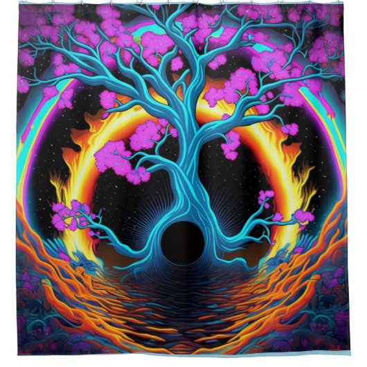Rideaux De Douche Arbre de vie coloré (Devant)