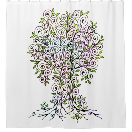 Rideaux De Douche Arbre De Vie - Spirales Fruits Feuille 1 (Devant)
