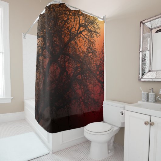 Rideaux De Douche Arbre d'hiver Silhouette (En situation)