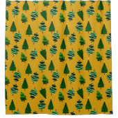 Rideaux De Douche Arbre Motif de Noël Vert Jaune (Devant)