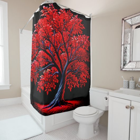 Rideaux De Douche Arbre rouge (En situation)