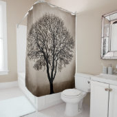 Rideaux De Douche Arbre Silhouette Brown Sepia Design 205 (En situation)